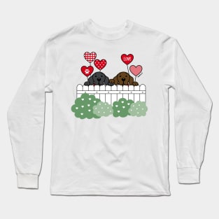 Two Labradors Watching with Heart Balloons BC Long Sleeve T-Shirt